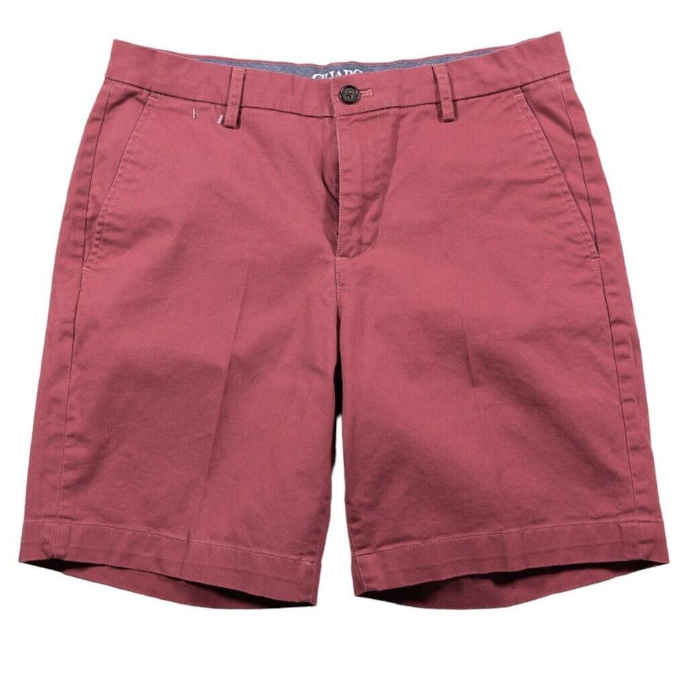 Chaps Ralph Lauren Mens Shorts Chino Red Stretch Flat Front Inseam 9" Size 31
